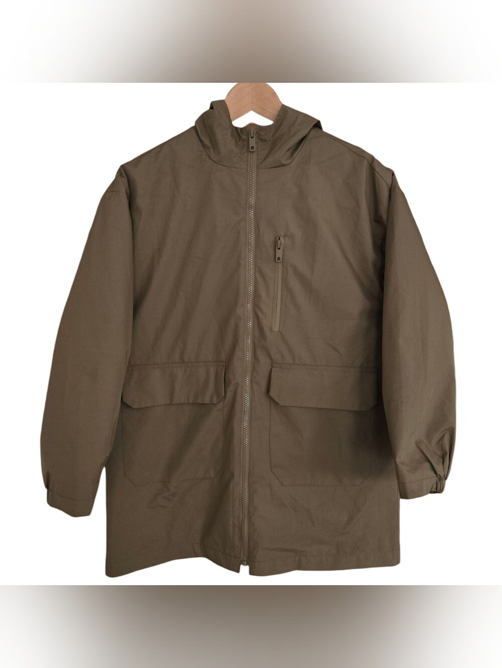 Zara Hooded Raincoat Youth Size 11-12 Full Zip Pockets